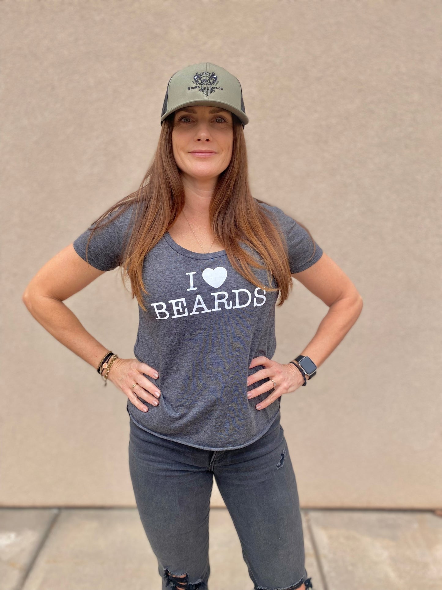 Grey Womens I Love Beard Tee