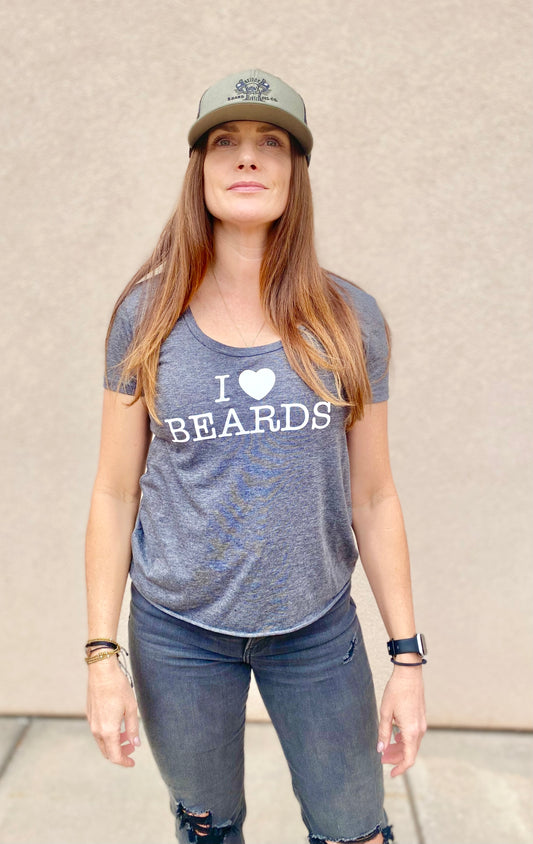 Grey Womens I Love Beard Tee