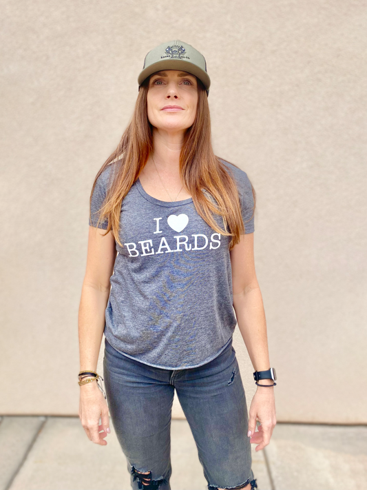 Grey Womens I Love Beard Tee